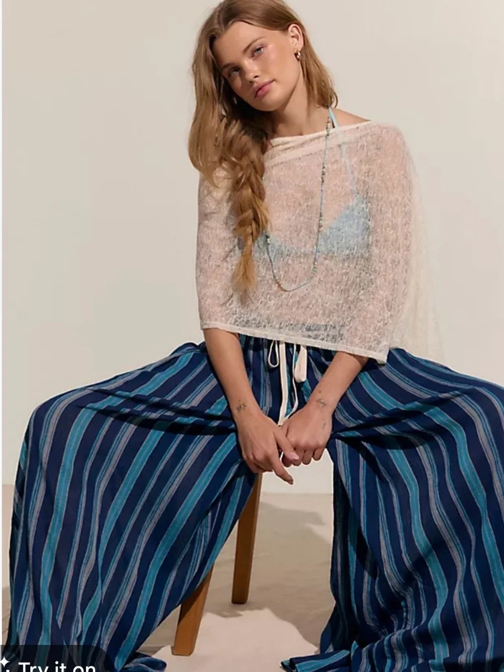 100% cotton Free People Sea Bloom Wide-Leg Pants NWT XL - Picture 2 of 3